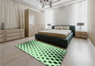 Patterned Mint Green Rug in a Bedroom, pat1422grn