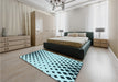 Patterned Electric Blue Rug in a Bedroom, pat1422lblu