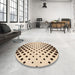 Round Patterned Sienna Brown Rug in a Office, pat1422org