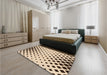 Patterned Sienna Brown Rug in a Bedroom, pat1422org