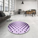 Round Patterned Bright Grape Purple Rug in a Office, pat1422pur