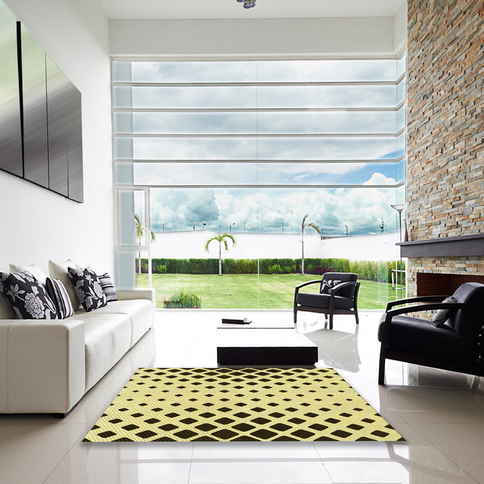 Square Patterned Oak Brown Rug in a Living Room, pat1422yw