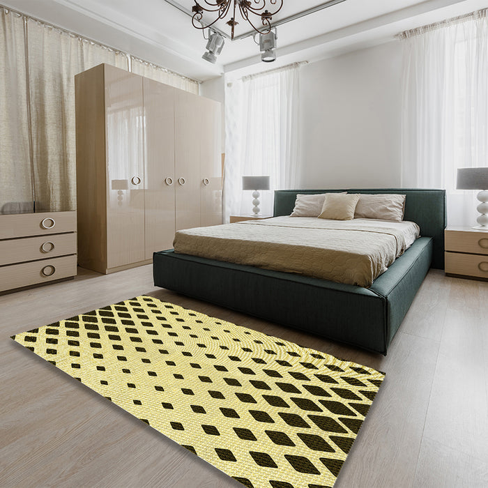 Patterned Oak Brown Rug in a Bedroom, pat1422yw