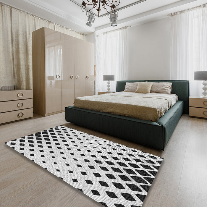 Patterned Gray Novelty Rug in a Bedroom, pat1422