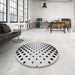 Round Patterned Gray Novelty Rug in a Office, pat1422