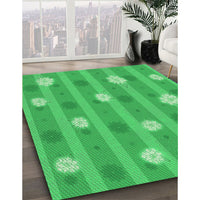 Patterned Neon Green Rug, pat1423grn