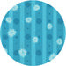 Square Patterned Bright Cyan Blue Rug, pat1423lblu