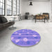 Round Patterned Purple Mimosa Purple Rug in a Office, pat1423pur