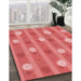 Patterned Ruby Red Rug in Family Room, pat1423rd