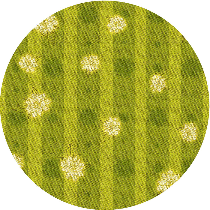 Square Patterned Dark Yellow Green Rug, pat1423yw