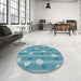 Round Patterned Blue Novelty Rug in a Office, pat1423