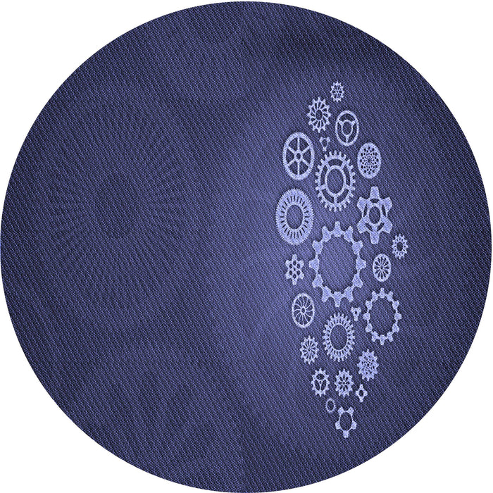 Square Patterned Night Blue Rug, pat1424blu