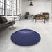Round Patterned Night Blue Rug in a Office, pat1424blu