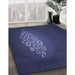 Patterned Night Blue Rug in Family Room, pat1424blu