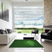 Square Patterned Green Rug in a Living Room, pat1424grn