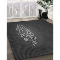 Patterned Charcoal Black Rug, pat1424gry