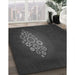 Patterned Charcoal Black Rug in Family Room, pat1424gry