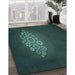 Patterned Deep Teal Green Rug in Family Room, pat1424lblu