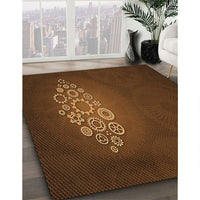 Patterned Mahogany Brown Rug, pat1424org