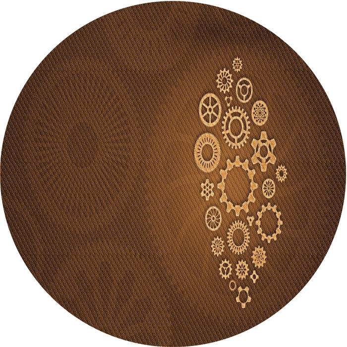 Square Patterned Mahogany Brown Rug, pat1424org
