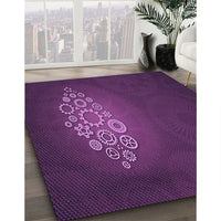 Patterned Dark Orchid Purple Rug, pat1424pur