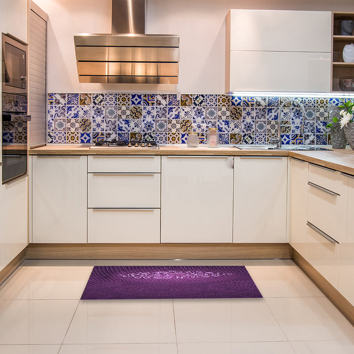 Patterned Dark Orchid Purple Rug in a Kitchen, pat1424pur