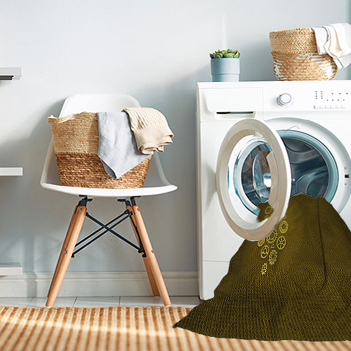 Machine Washable Transitional Dark Yellow Green Rug in a Washing Machine, wshpat1424yw