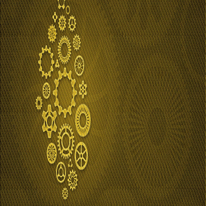 Patterned Dark Yellow Green Rug, pat1424yw