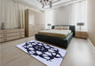 Patterned Blue Rug in a Bedroom, pat1425blu