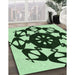 Patterned Dark Forest Green Rug in Family Room, pat1425grn