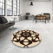 Round Patterned Deep Peach Orange Rug in a Office, pat1425org