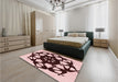 Round Machine Washable Transitional Pink Rug in a Office, wshpat1425rd