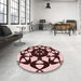 Round Patterned Pink Rug in a Office, pat1425rd