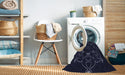 Machine Washable Transitional Black Rug in a Washing Machine, wshpat1426blu