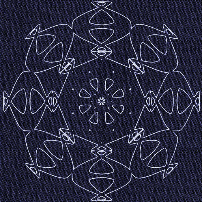 Round Patterned Black Rug, pat1426blu