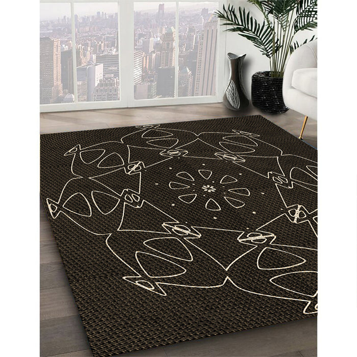 Patterned Black Rug in Family Room, pat1426brn