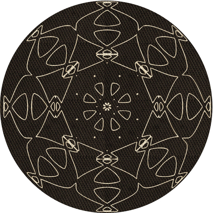 Square Patterned Black Rug, pat1426brn