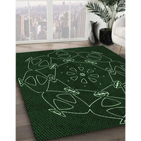 Patterned Black Rug, pat1426grn