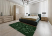 Patterned Black Rug in a Bedroom, pat1426grn