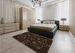 Patterned Black Rug in a Bedroom, pat1426org