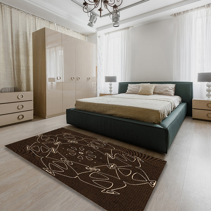 Patterned Black Rug in a Bedroom, pat1426org