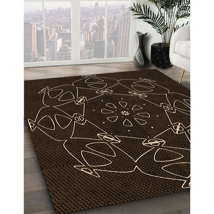 Patterned Black Rug in Family Room, pat1426org