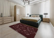 Patterned Chocolate Brown Rug in a Bedroom, pat1426rd