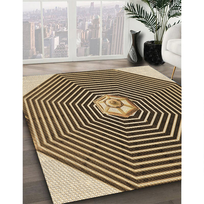 Patterned Bakers Brown Rug in Family Room, pat1427brn