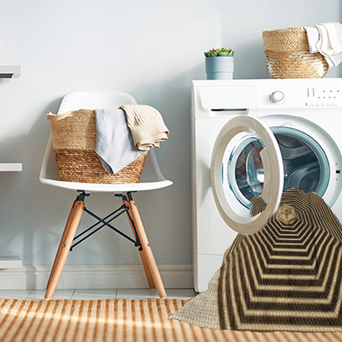Machine Washable Transitional Bakers Brown Rug in a Washing Machine, wshpat1427brn