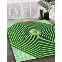 Patterned Deep Emerald Green Rug, pat1427grn