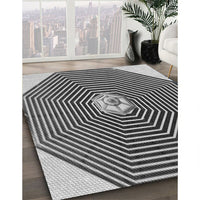 Patterned Dark Gray Black Rug, pat1427gry