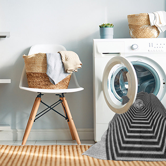 Machine Washable Transitional Dark Gray Black Rug in a Washing Machine, wshpat1427gry