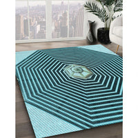 Patterned Diamond Blue Rug, pat1427lblu