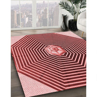 Patterned Light Coral Pink Rug, pat1427rd